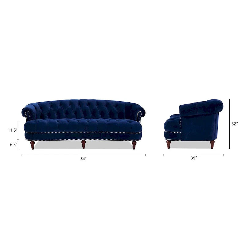 Divano Chesterfield trapuntato in velluto La Rosa 84 Mid-Century Modern