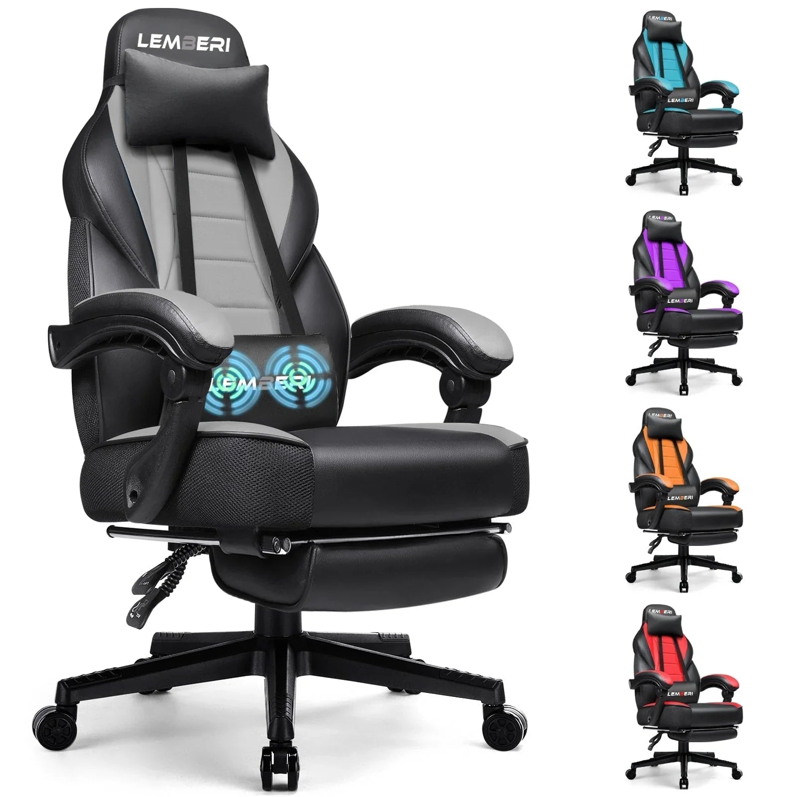Sedia da gaming BOSSIN Racing Style, sedia da gamer per persone robuste fino a 136 kg, sedia da computer con schienale alto