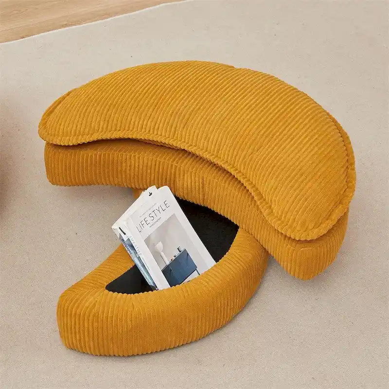 Poltrona girevole oversize con pouf contenitore Moon con 4 cuscini