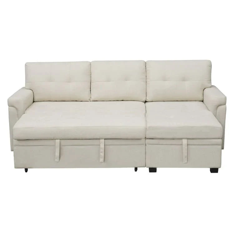 Divano componibile convertibile reversibile con letto estraibile, chaise longue con contenitore nascosto e gambe durevoli
