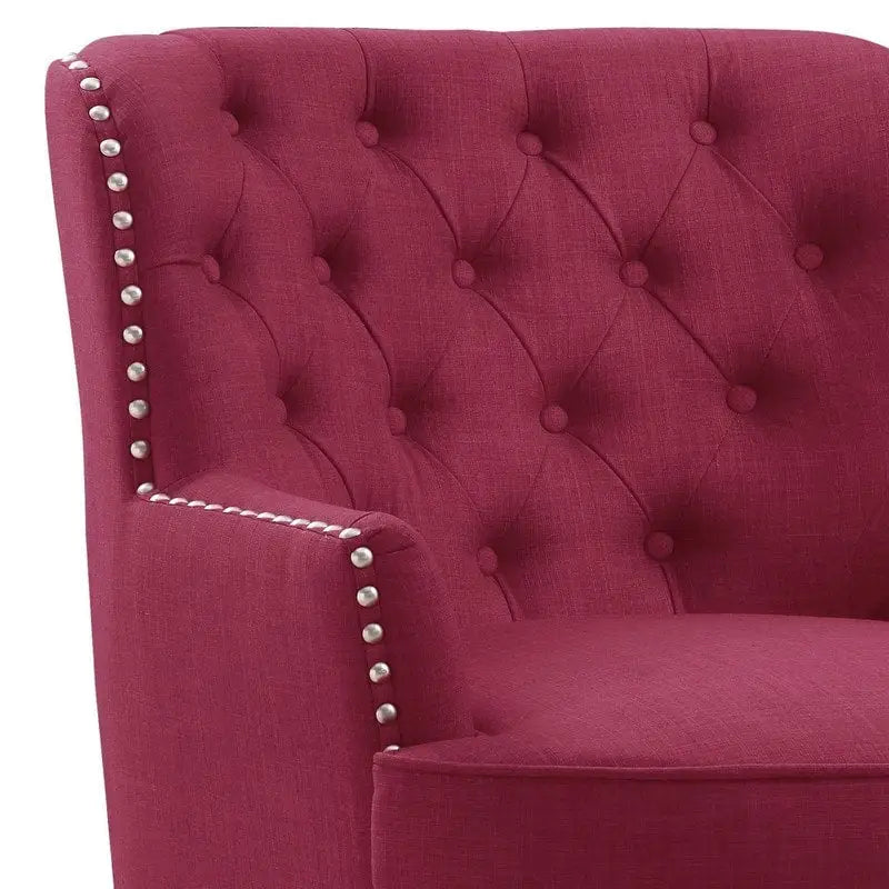 Moser Bay Mignon Poltrona Accent con Schienale Alto Trapuntato, Velluto/Lino, 76 cm