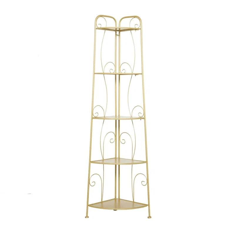 Scaffale pieghevole alto a 5 ripiani in metallo a spirale per interni ed esterni - Oro o Bianco - Roche River Decor