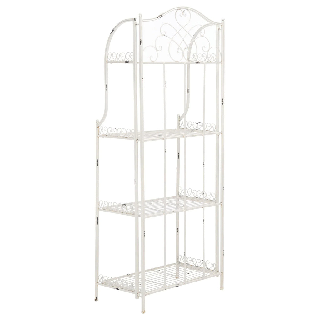 SAFAVIEH Bryn Scaffale da panettiere da esterno a 4 ripiani in ferro battuto vittoriano - 25 pollici L x 15 pollici P x 63 pollici H - 25 L x 15 P x 63 H