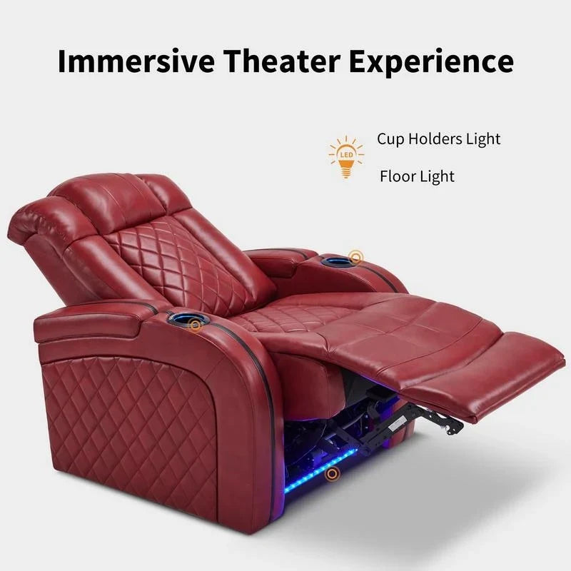 Poltrona reclinabile MCombo con poggiatesta regolabile, sedile home theater a doppio motore con porta USB, pelle traspirante HTS411