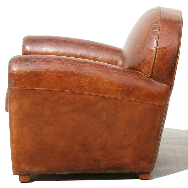 Poltrona Club Paris in vera pelle Pasargad Home, marrone