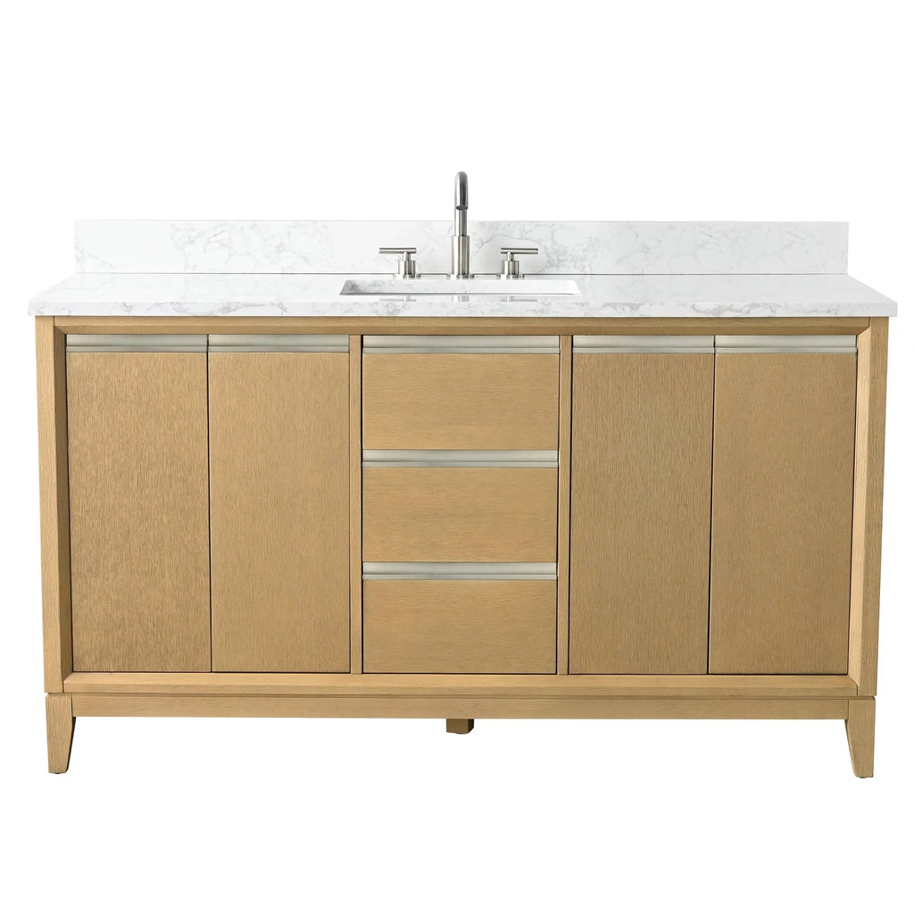Mobile da Bagno Vanity Art con Lavabo in Ceramica e Top in Marmo Ricomposto