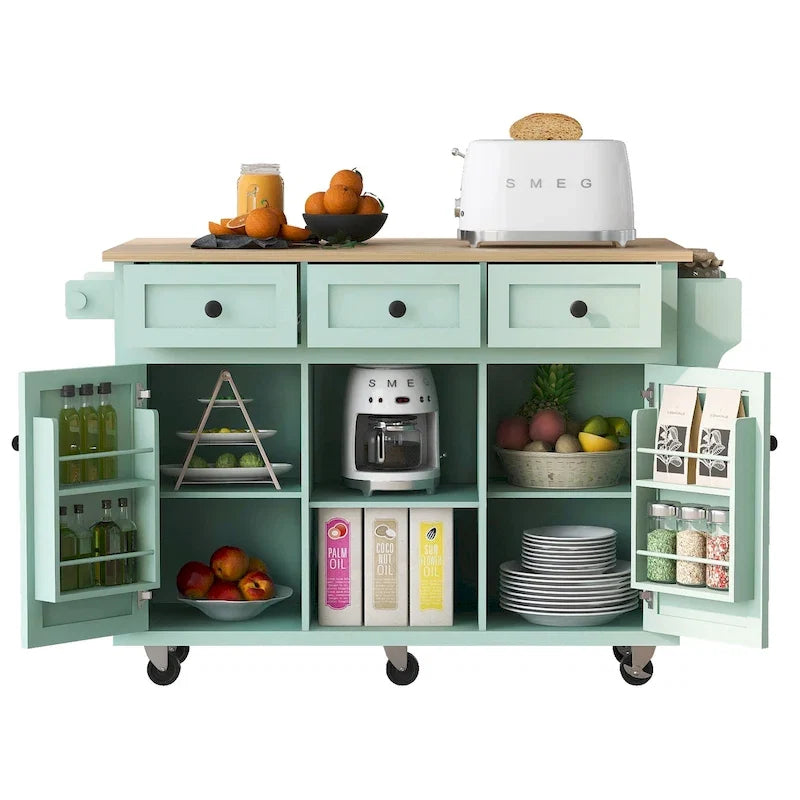 Carrello da Cucina su Ruote Portatile con Contenitore