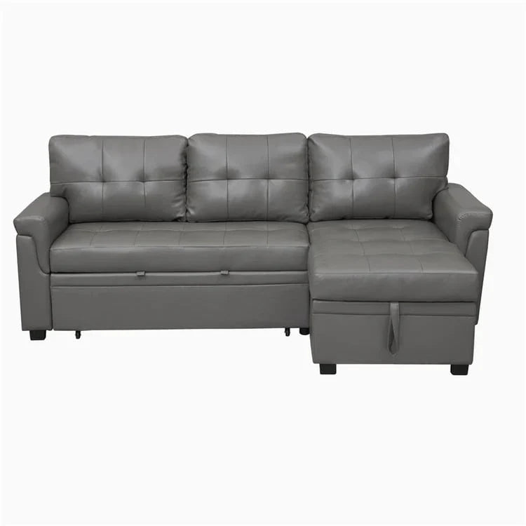 Divano componibile convertibile reversibile con letto estraibile, chaise longue con contenitore nascosto e gambe durevoli