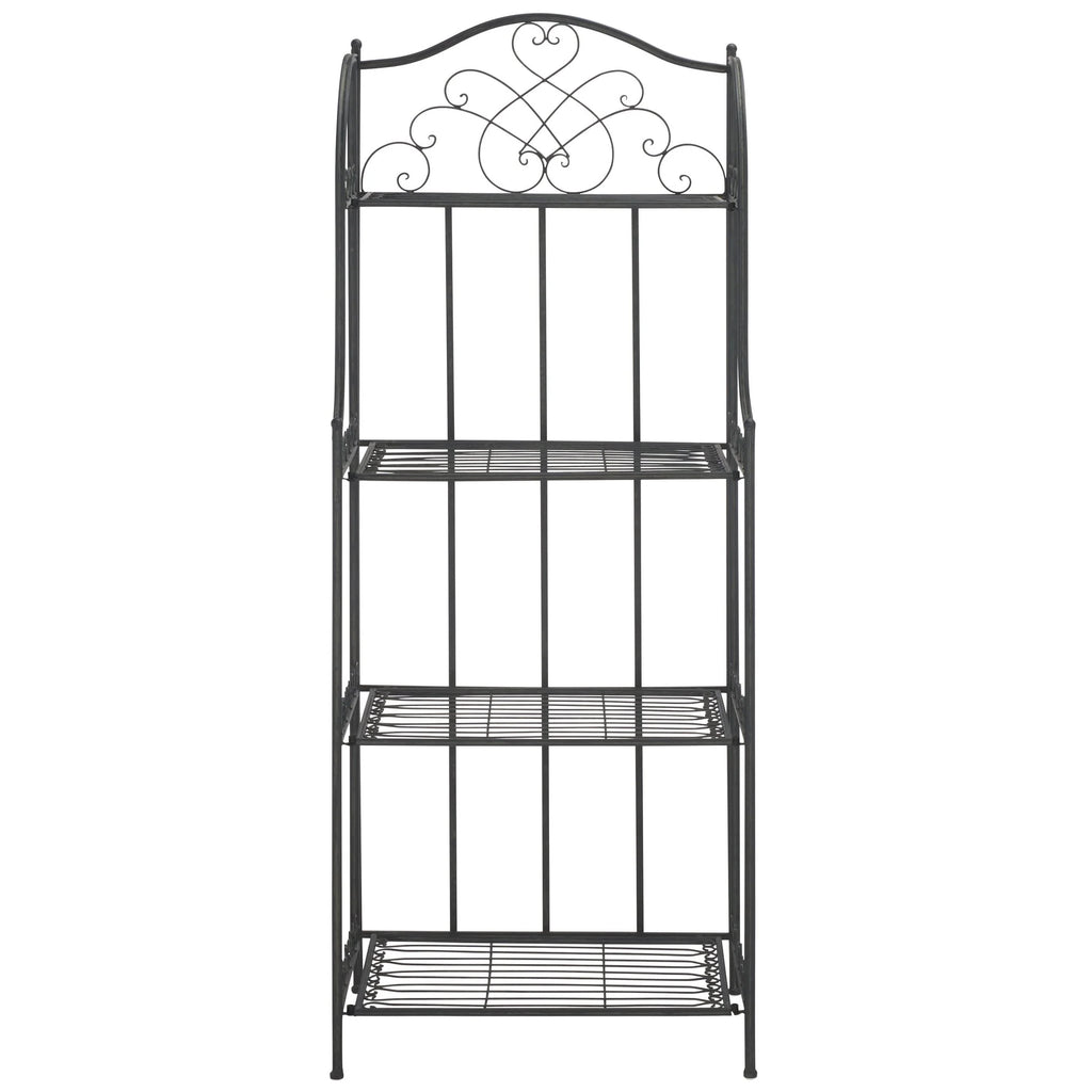 SAFAVIEH Bryn Scaffale da panettiere da esterno a 4 ripiani in ferro battuto vittoriano - 25 pollici L x 15 pollici P x 63 pollici H - 25 L x 15 P x 63 H