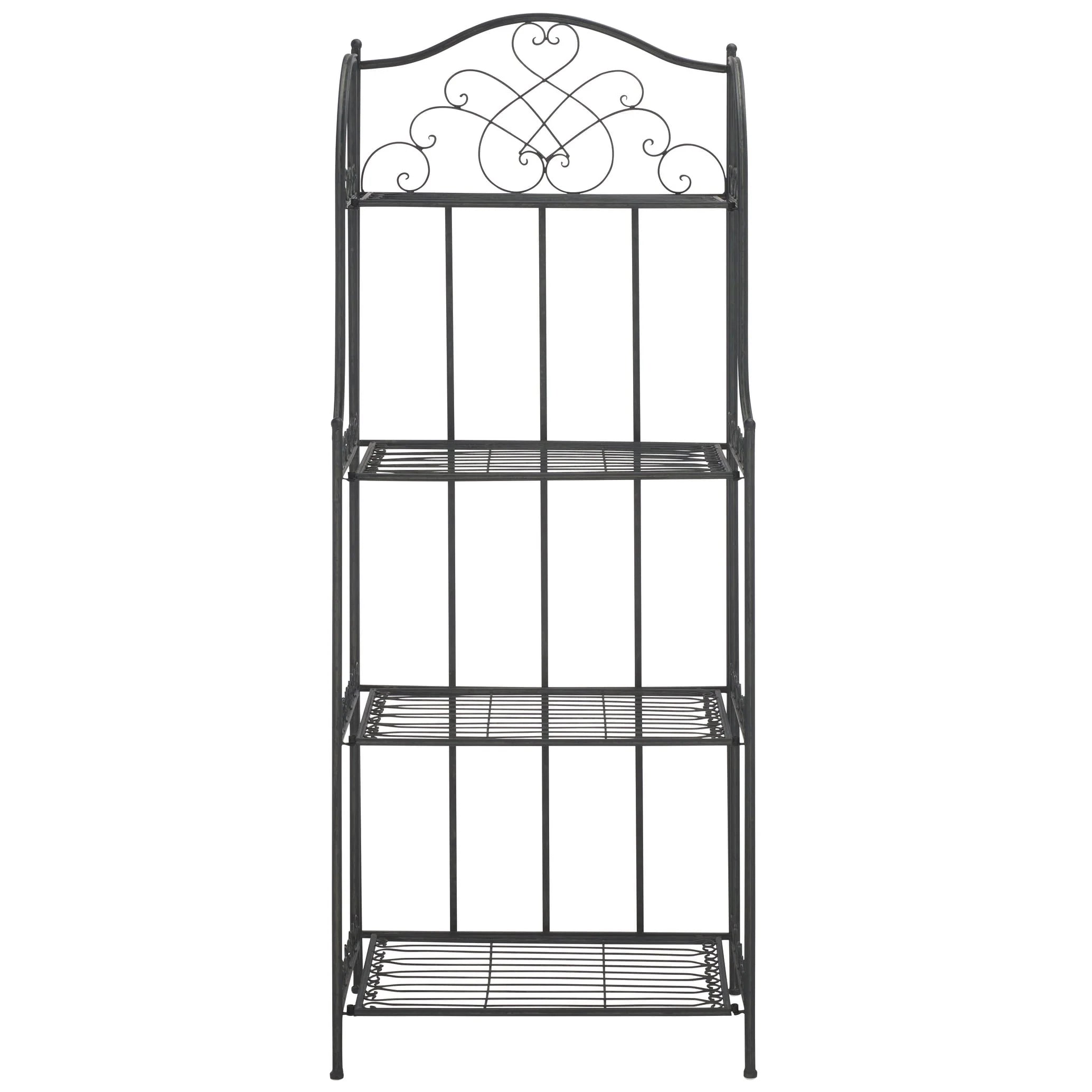 SAFAVIEH Bryn Scaffale da panettiere da esterno a 4 ripiani in ferro battuto vittoriano - 25 pollici L x 15 pollici P x 63 pollici H - 25 L x 15 P x 63 H
