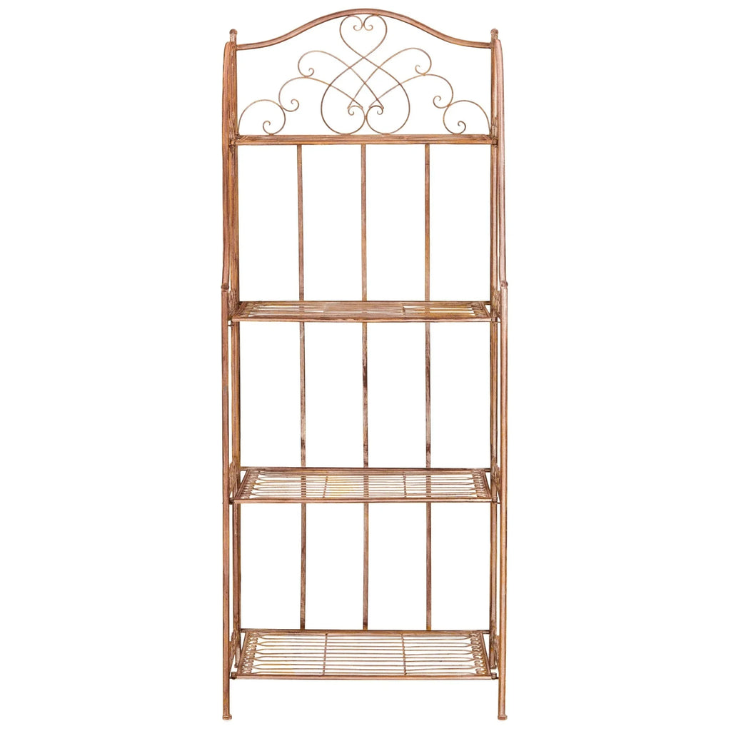 SAFAVIEH Bryn Scaffale da panettiere da esterno a 4 ripiani in ferro battuto vittoriano - 25 pollici L x 15 pollici P x 63 pollici H - 25 L x 15 P x 63 H