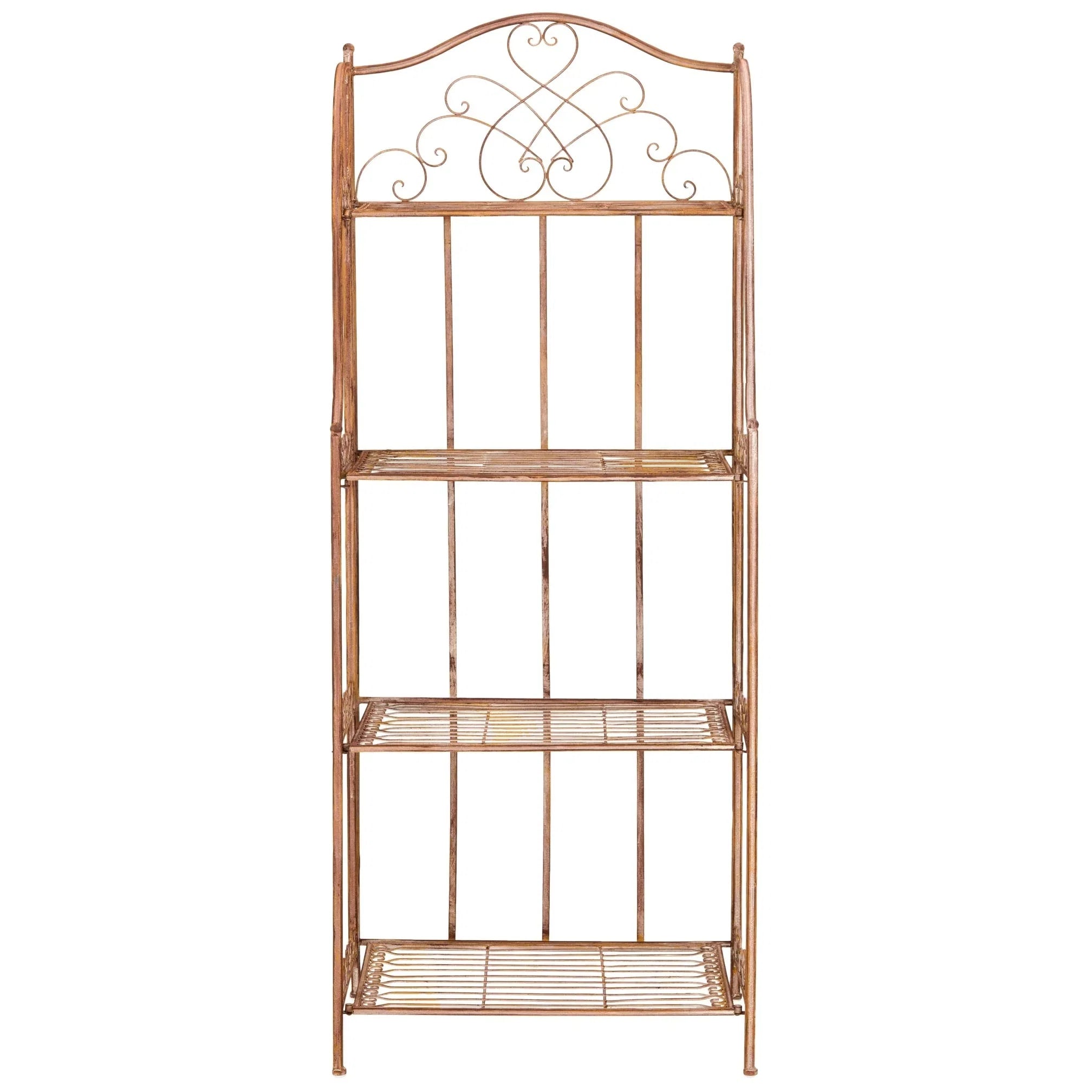SAFAVIEH Bryn Scaffale da panettiere da esterno a 4 ripiani in ferro battuto vittoriano - 25 pollici L x 15 pollici P x 63 pollici H - 25 L x 15 P x 63 H