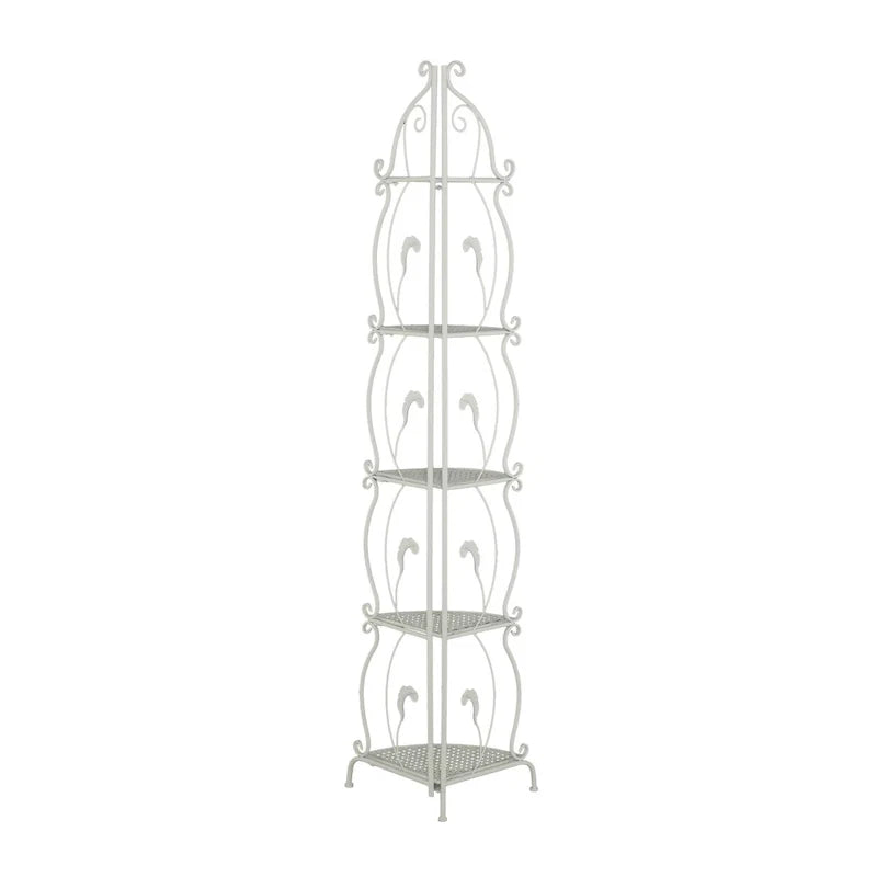 Scaffale pieghevole alto a 5 ripiani in metallo a spirale per interni ed esterni - Oro o Bianco - Roche River Decor