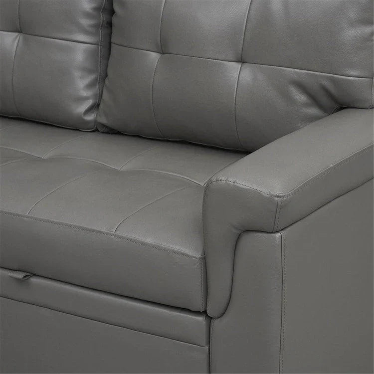 Divano componibile convertibile reversibile con letto estraibile, chaise longue con contenitore nascosto e gambe durevoli