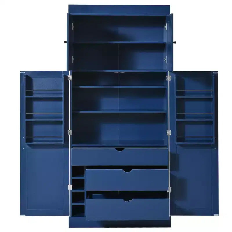 Dispensa da cucina indipendente 77H, armadio contenitore in stile rustico con ripiani regolabili, ripiani sulla porta, cassetti e portabottiglie - ModernLuxe