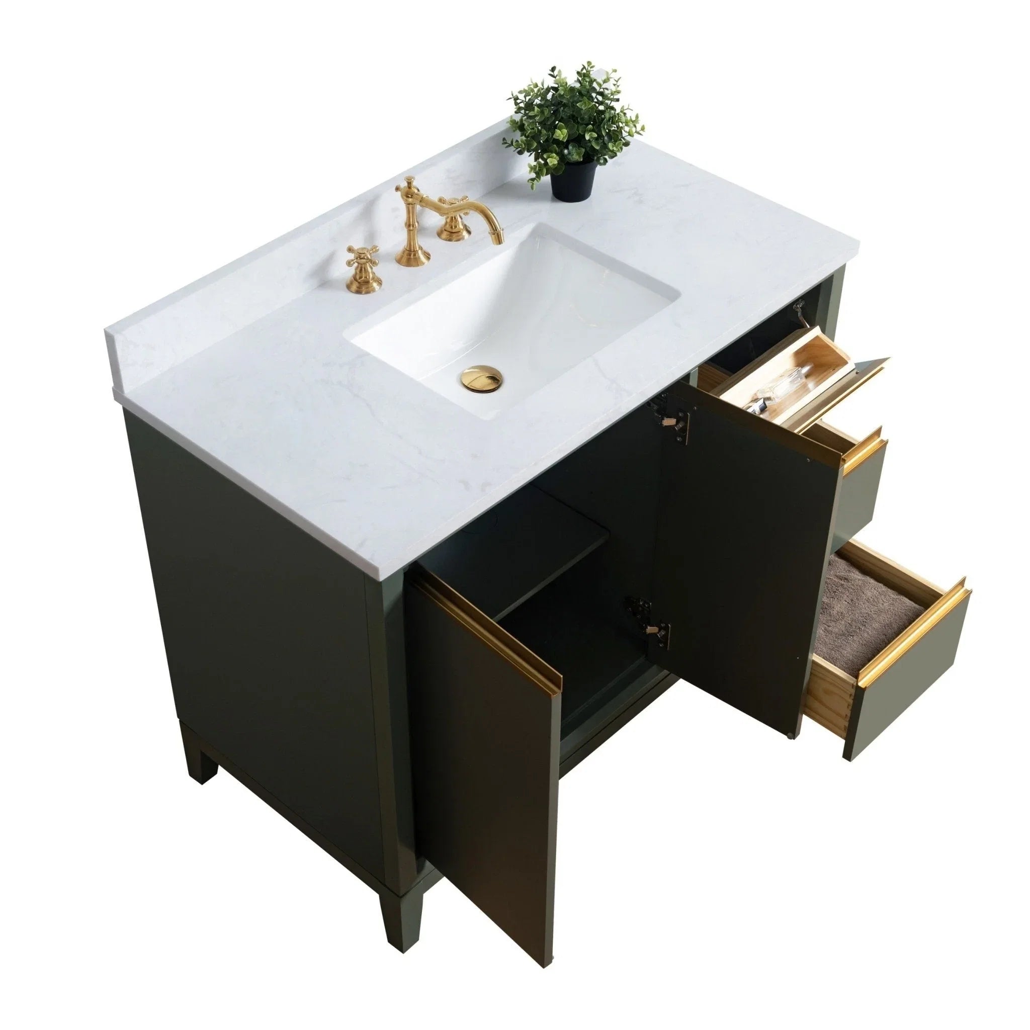 Mobile da Bagno Vanity Art con Lavabo in Ceramica e Top in Marmo Ricomposto