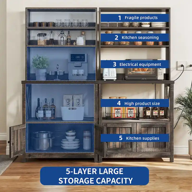 Moasis Scaffale da Forno da Cucina a 5 Livelli con Ripiani, Supporto per Forno a Microonde, Organizzatore per Ripiani da Cucina