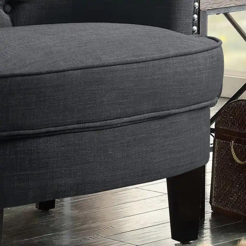 Moser Bay Mignon Poltrona Accent con Schienale Alto Trapuntato, Velluto/Lino, 76 cm
