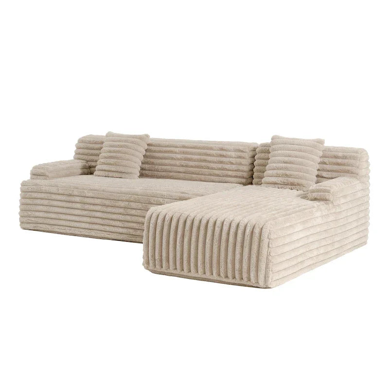 Divano componibile Cloud, divano moderno imbottito con 2 cuscini decorativi, divano combinabile liberamente, divano componibile a L