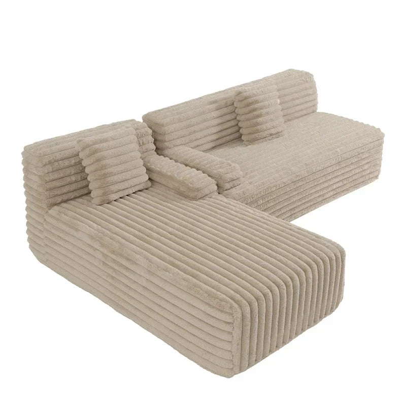 Divano componibile Cloud, divano moderno imbottito con 2 cuscini decorativi, divano combinabile liberamente, divano componibile a L