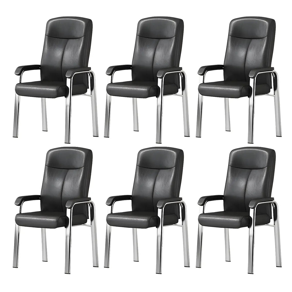 Sedia da ufficio HomeyFad moderna in pelle e metallo a 4 gambe con braccioli