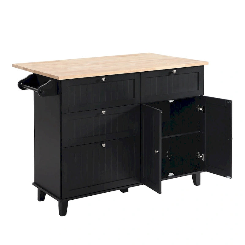 Set da isola per cucina TOPMAX con anta a ribalta e 2 posti a sedere, set tavolo da pranzo con ripiano regolabile, cassetti e portasciugamani