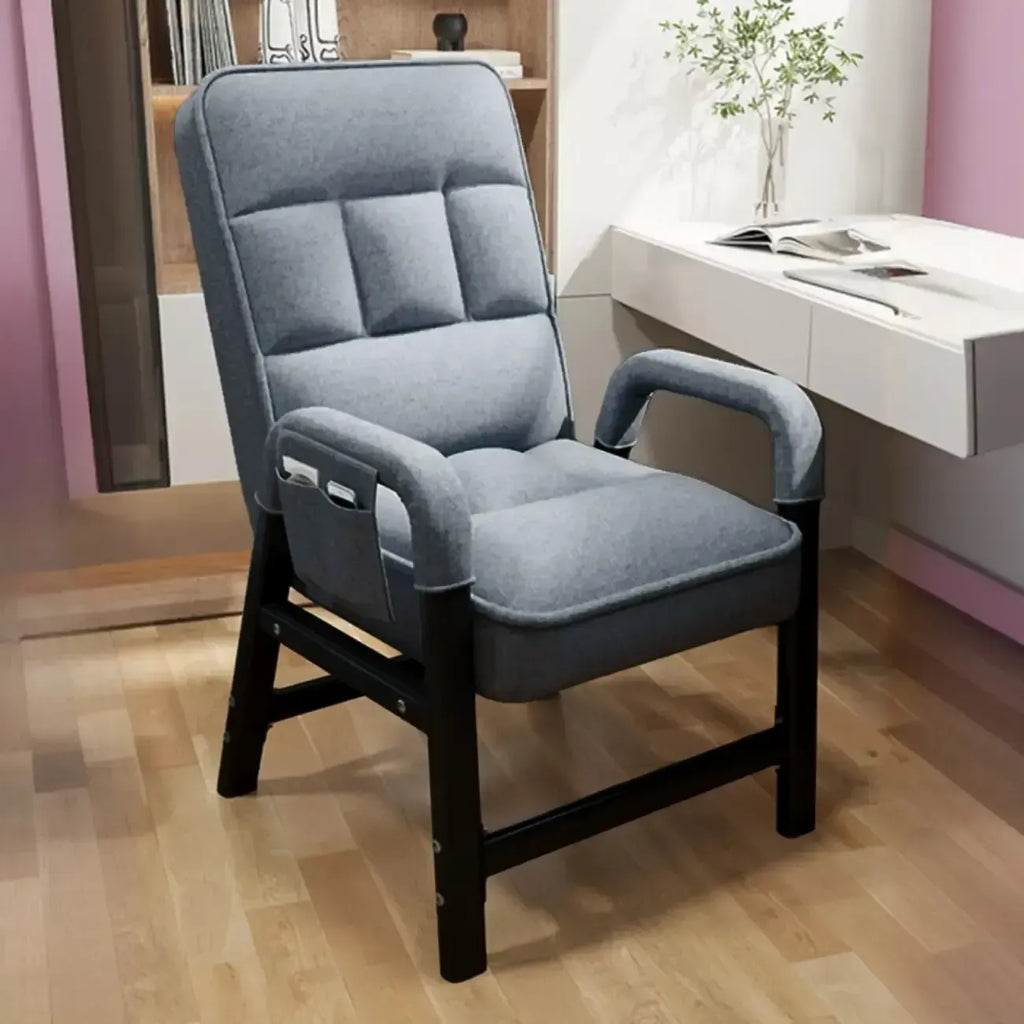 Sedia da ufficio moderna con 4 gambe, imbottita in tessuto grigio