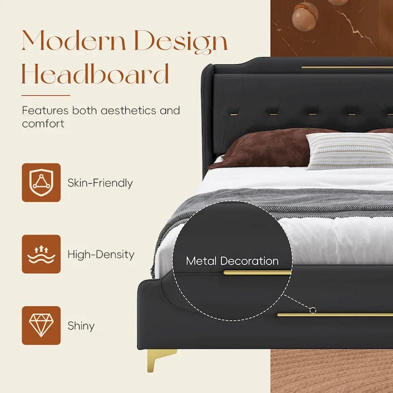 Letto Moderno Imbottito in Ecopelle