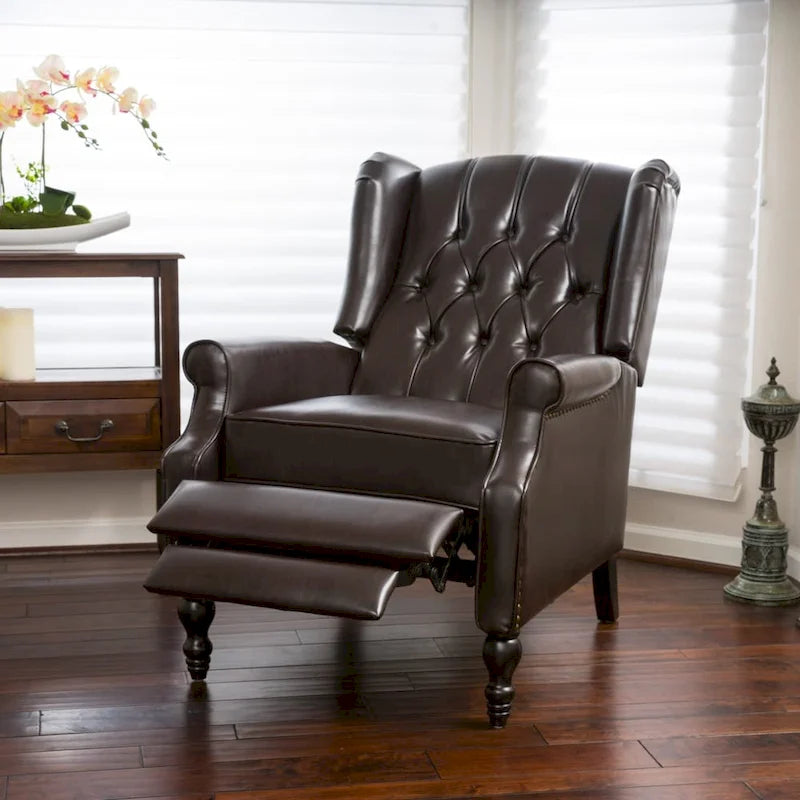 Poltrona reclinabile Walter Brown in pelle rigenerata di Christopher Knight Home