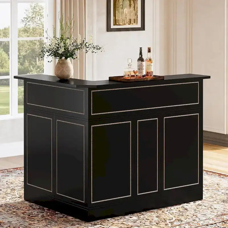 Mobile bar a L con portabicchieri da vino per pub domestico