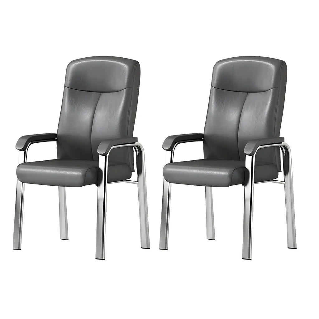 Sedia da ufficio HomeyFad moderna in pelle e metallo a 4 gambe con braccioli