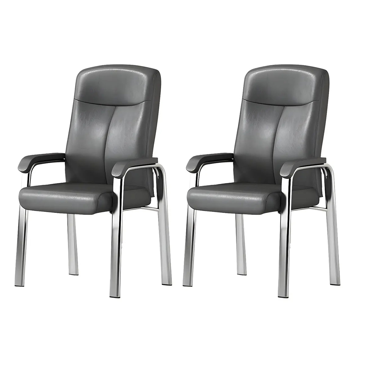 Sedia da ufficio HomeyFad moderna in pelle e metallo a 4 gambe con braccioli
