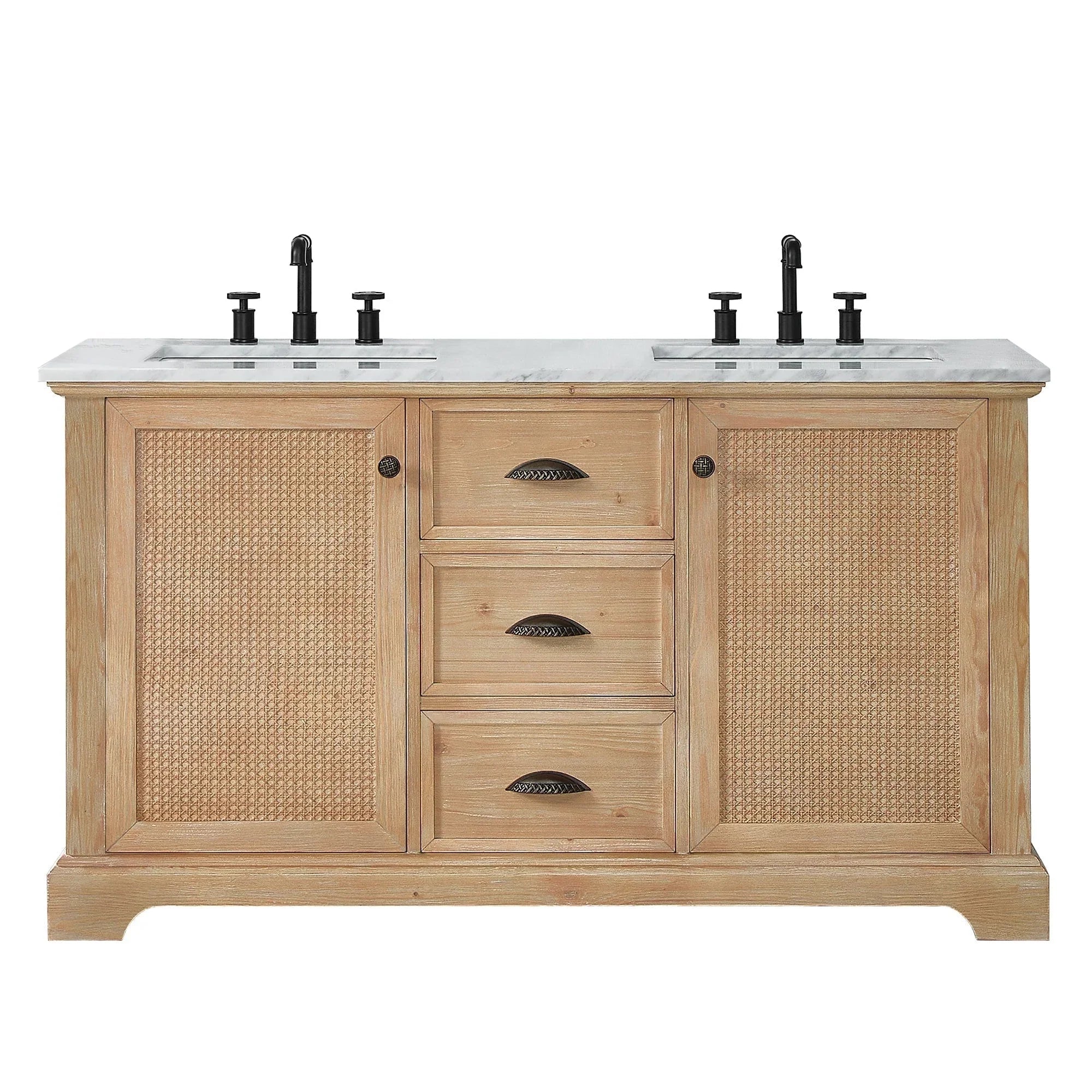 Mobile bagno Hervas con top in marmo naturale senza specchio