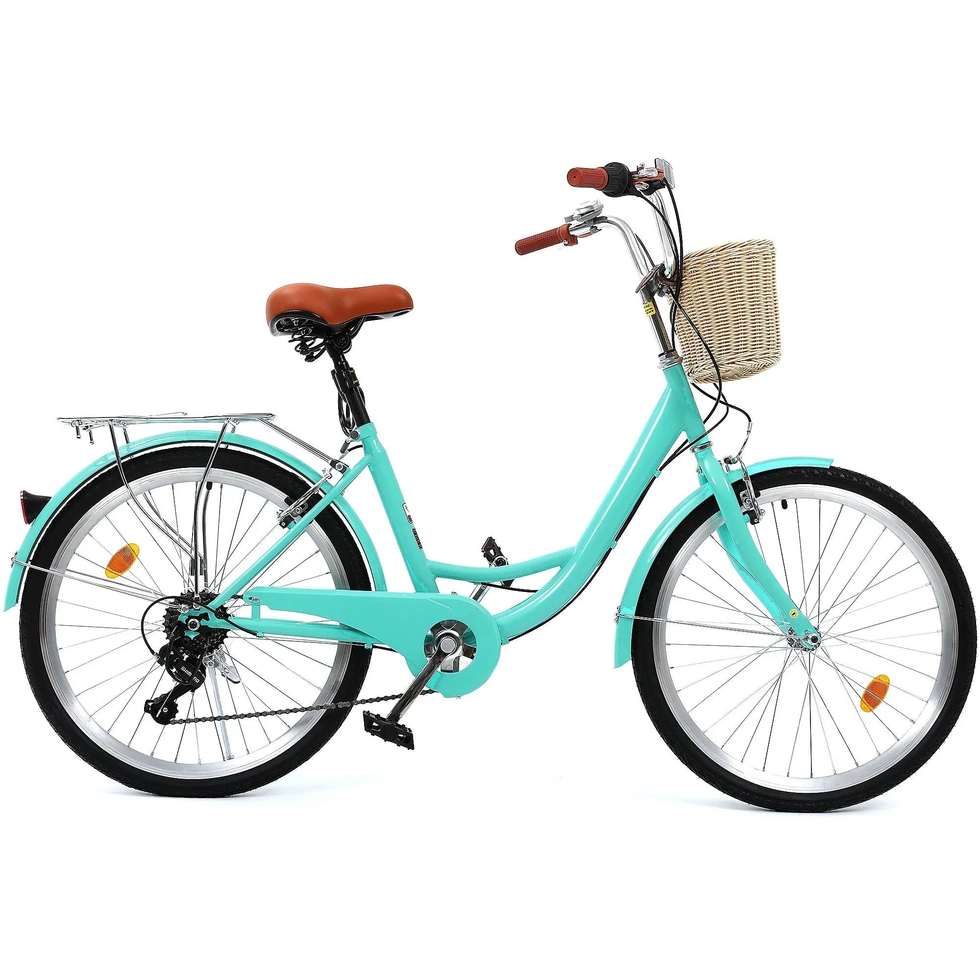 Moasis24/26 Bicicletta Cruiser a 7 velocità Regolabile con Telaio Ribassato, per Pendolari
