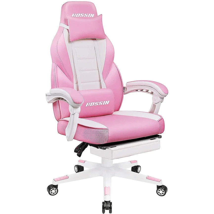 Sedia da gaming BOSSIN Racing Style, sedia da gamer per persone robuste fino a 136 kg, sedia da computer con schienale alto