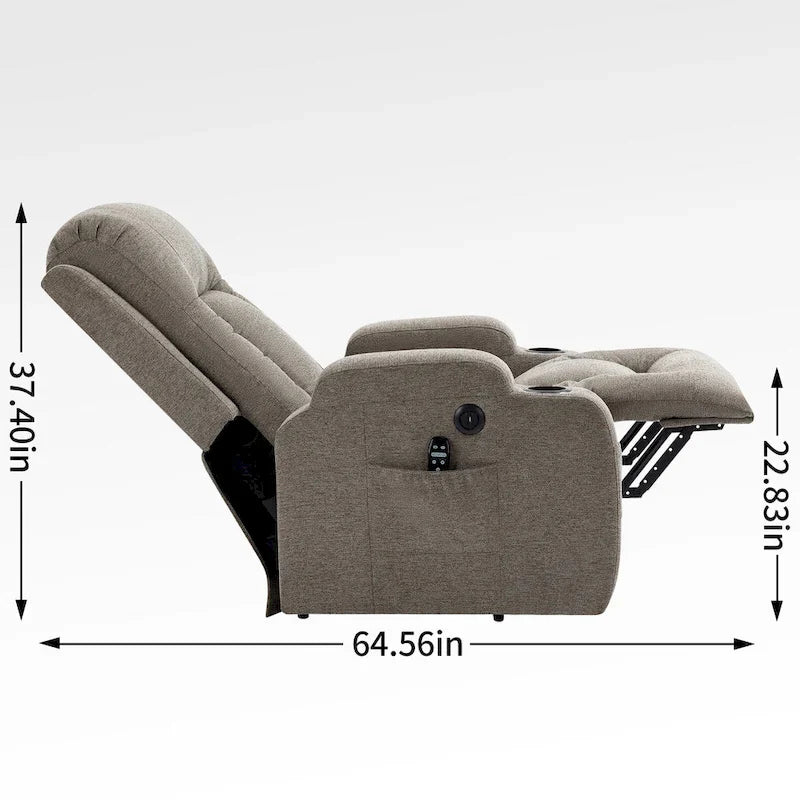 Poltrona reclinabile Power Lift, poltrona massaggiante moderna a motore singolo con riscaldamento lombare, porta di ricarica USB, portabicchieri