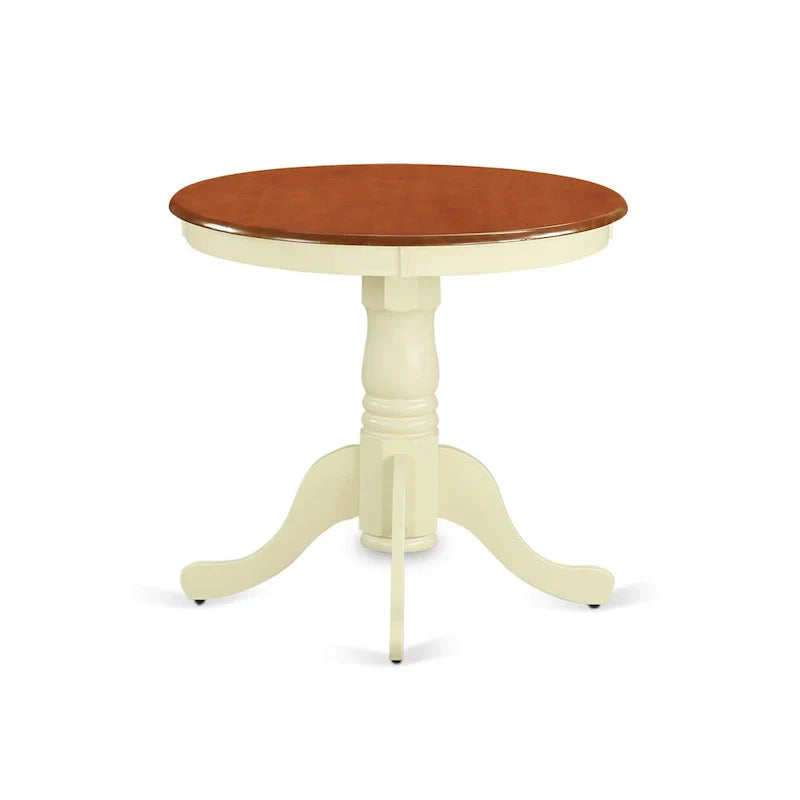 East West Furniture Eden - Tavolo da pranzo rotondo con base a piedistallo, colore burro e ciliegio