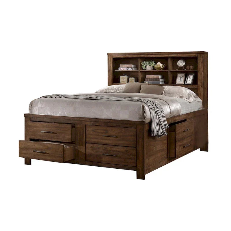 Letto in noce con 6 cassetti sottostanti
