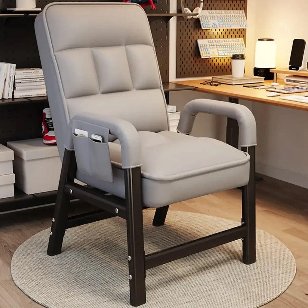 Sedia da ufficio moderna con 4 gambe, imbottita in tessuto grigio