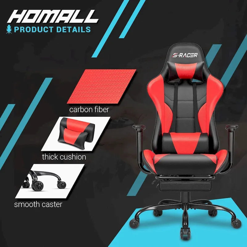 Sedia da gaming con poggiapiedi - Sedia da scrivania ergonomica