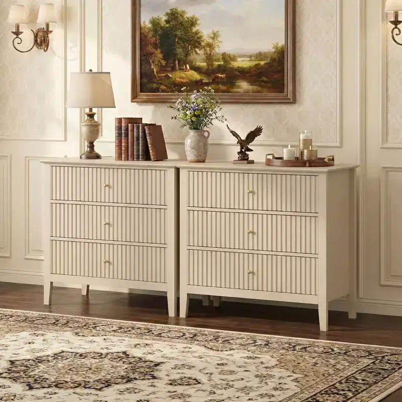 Cassettiera Heynemo a 3 Cassetti, Comodino in Legno Verniciato Alto 76 cm con Contenitore, Ampio Cassettone Moderno con Guide a Sfera