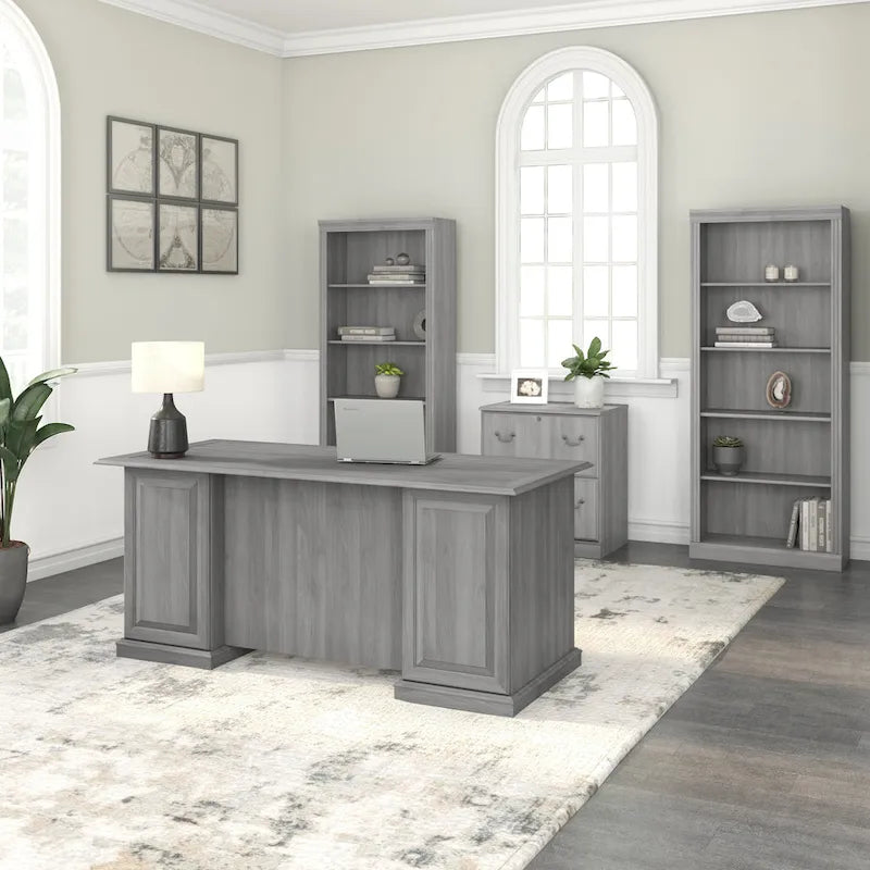 Scrivania Direzionale Bush Furniture Saratoga con Cassetti e Vani Contenitori
