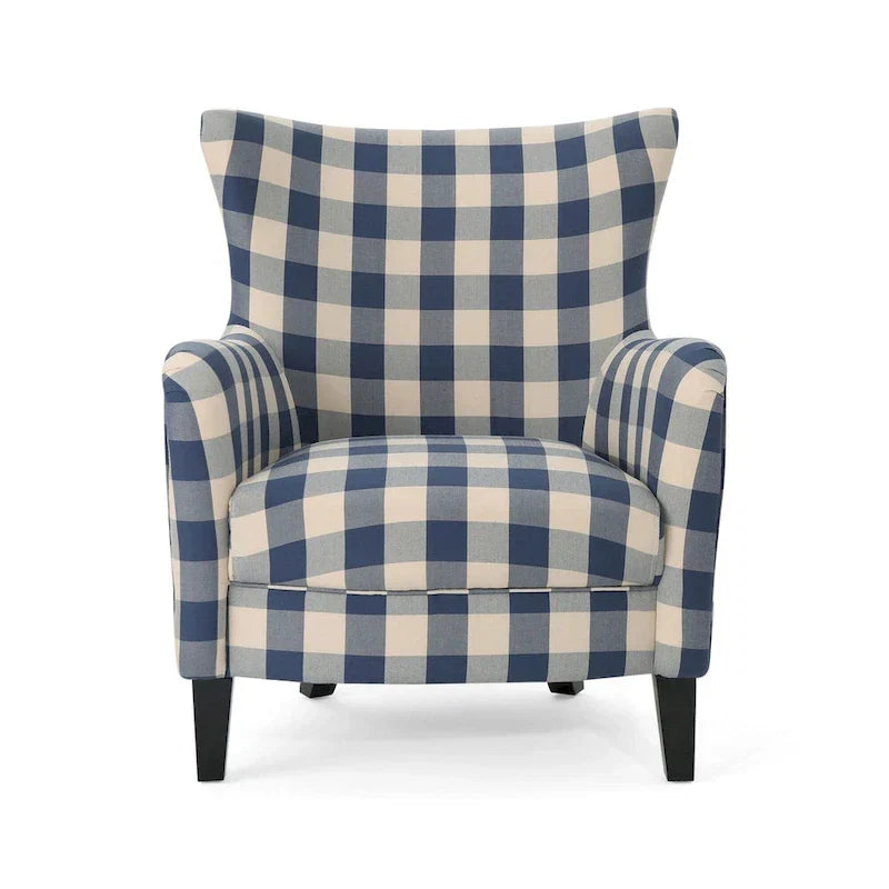 Poltrona imbottita schienale alto Modern Retro 30,25" con gambe in legno per soggiorno