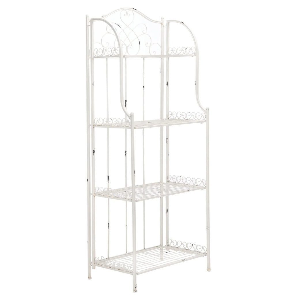 SAFAVIEH Bryn Scaffale da panettiere da esterno a 4 ripiani in ferro battuto vittoriano - 25 pollici L x 15 pollici P x 63 pollici H - 25 L x 15 P x 63 H