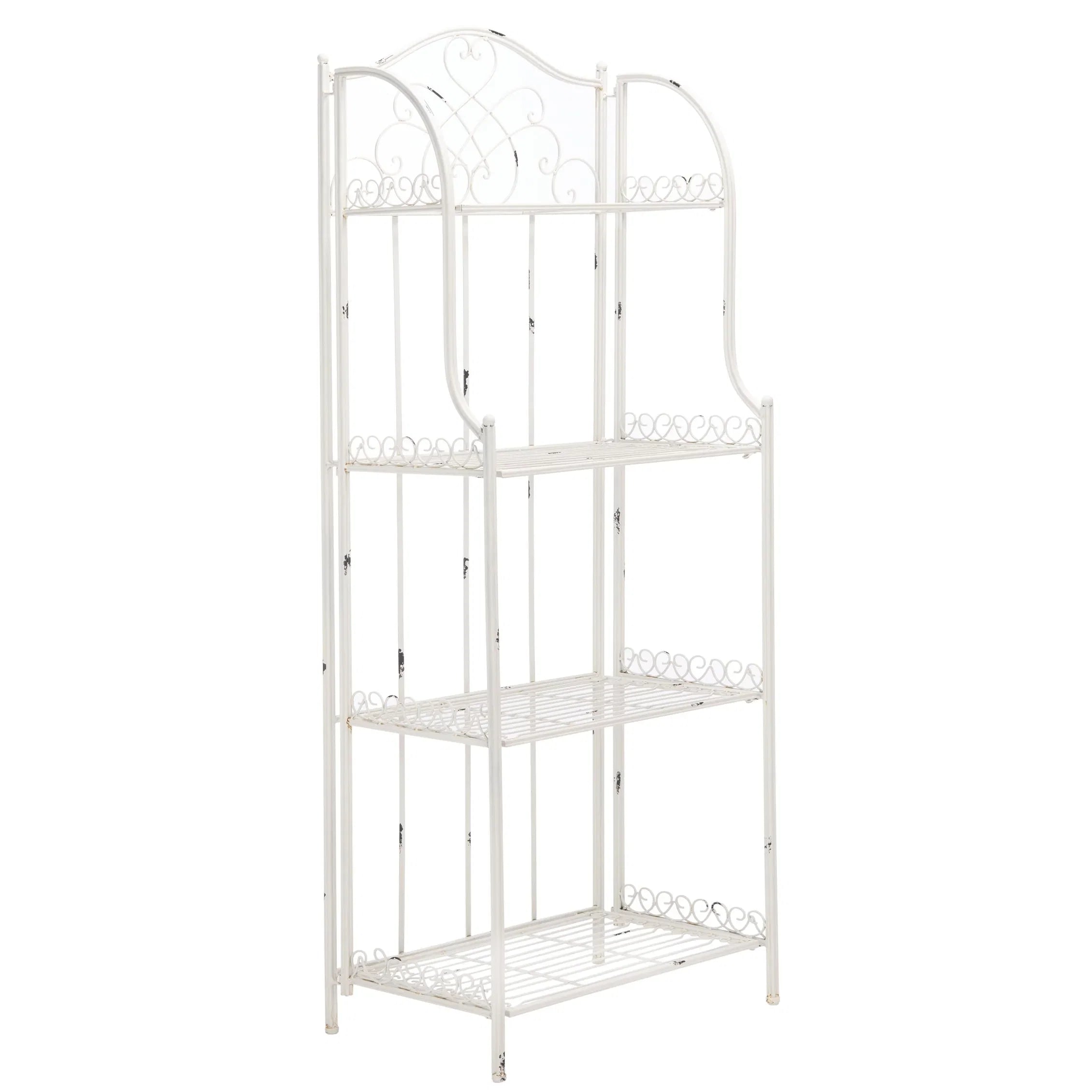 SAFAVIEH Bryn Scaffale da panettiere da esterno a 4 ripiani in ferro battuto vittoriano - 25 pollici L x 15 pollici P x 63 pollici H - 25 L x 15 P x 63 H
