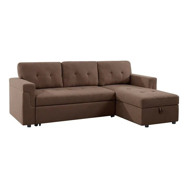 Divano sezionale reversibile con letto estraibile, chaise longue con contenitore nascosto, gambe durevoli,