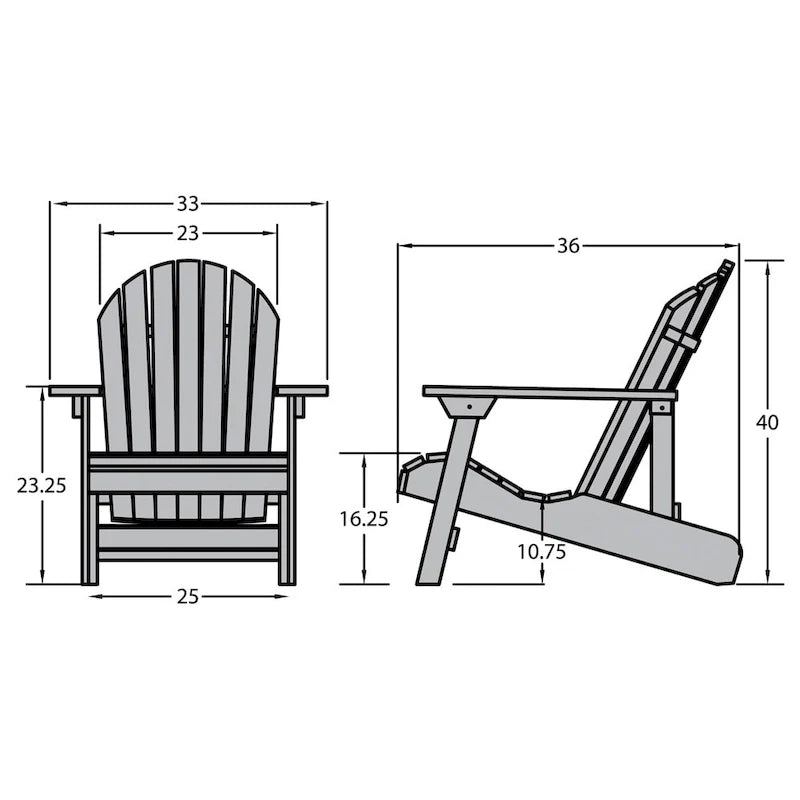 Sedia Adirondack Pieghevole e Reclinabile King-Size HIGHWOOD