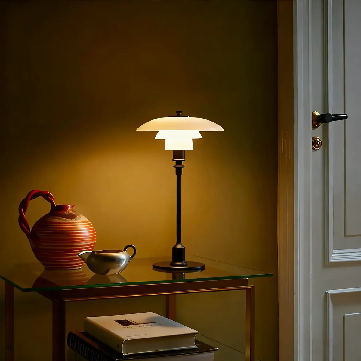 Lampe de table à LED à niveaux post-moderne HomeyFad avec alimentation intégrée