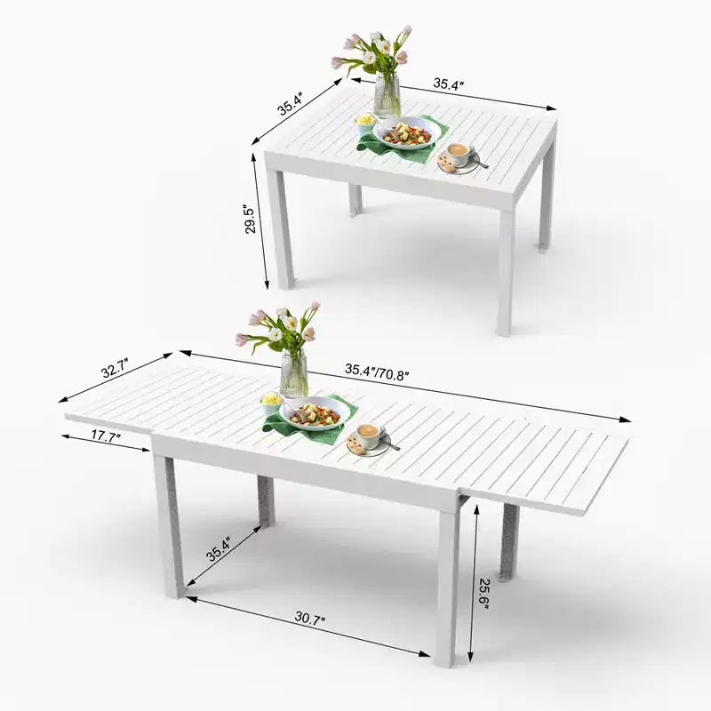 Tavolo da pranzo Okak in alluminio, estensibile per esterni, tavolo da cucina per sala da pranzo