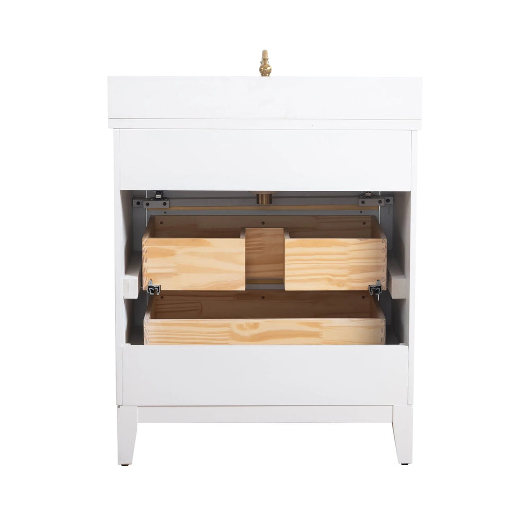 Mobile da Bagno Vanity Art con Lavabo in Ceramica e Top in Marmo Ricomposto